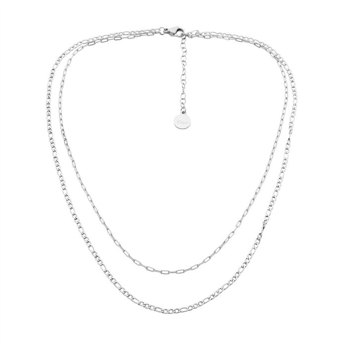 Ellani Stainless Steel Double Chain Necklace