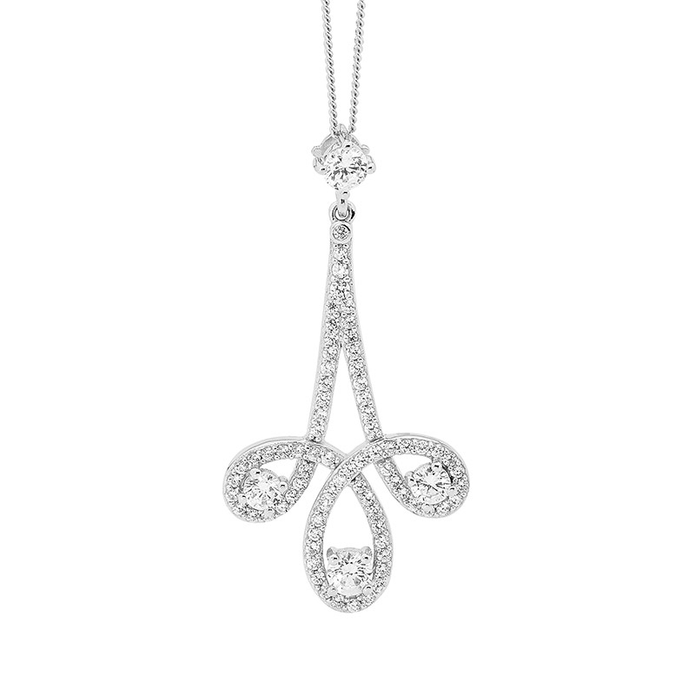 Ellani Sterling Silver Cz Chandelier Drop Pendant