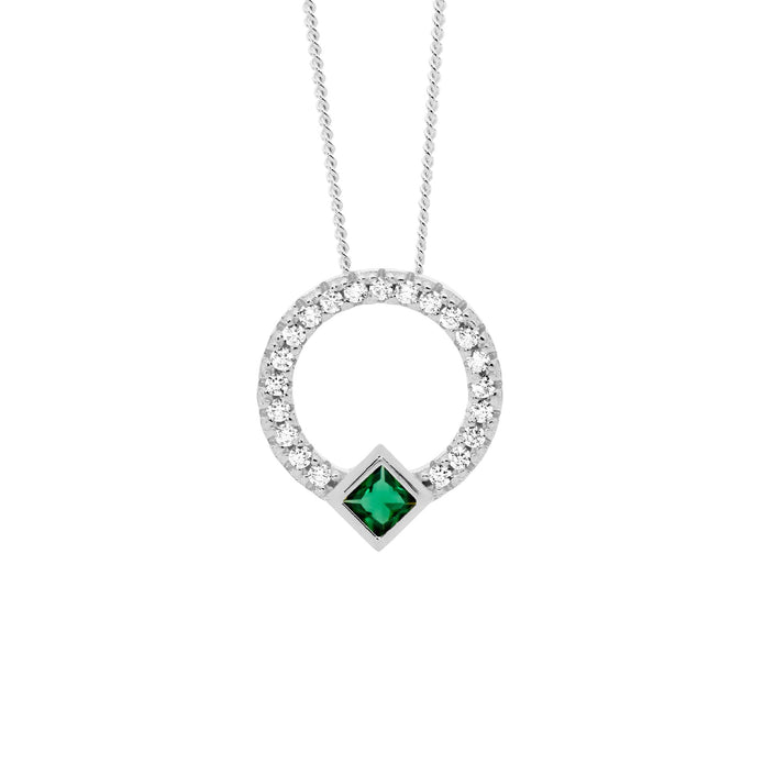 Ellani Sterling Silver Cz 13mm Open Circle Pendant 2