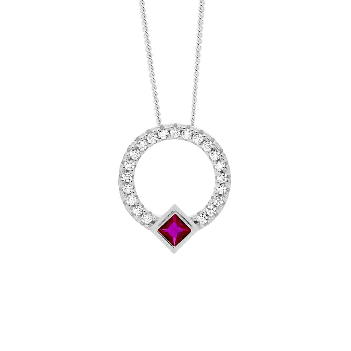 Ellani Sterling Silver Cz 13mm Open Circle Pendant 3