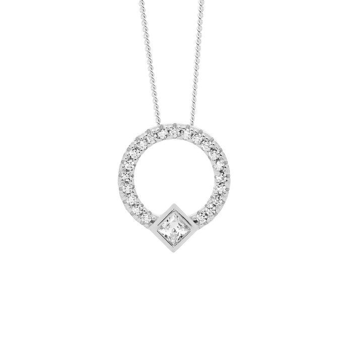 Ellani Sterling Silver Cz 13mm Open Circle Pendant 4