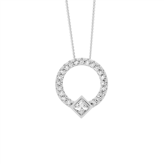 Ellani Sterling Silver Cz 13mm Open Circle Pendant 4