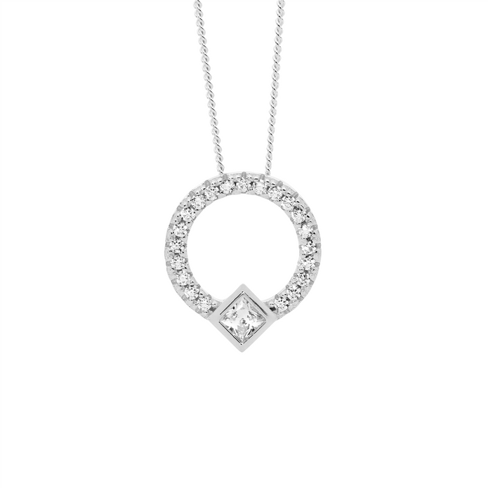 Ellani Sterling Silver Cz 13mm Open Circle Pendant 4