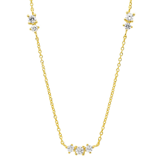 Ellani Sterling Silver Gp Cz Necklace