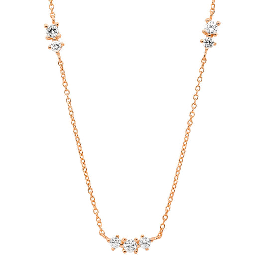 Ellani Sterling Silver Rgp Cz Necklace