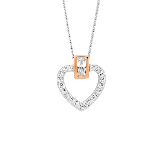 Ellani Sterling Silver Rgp Cz Heart Pendant