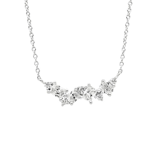 Ellani Sterling Silver Cz Cluster Pendant