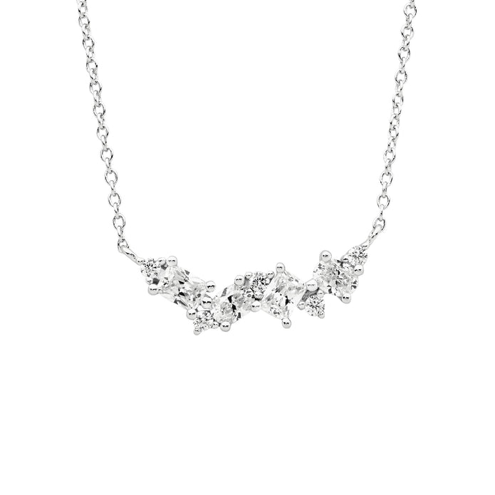 Ellani Sterling Silver Cz Cluster Pendant