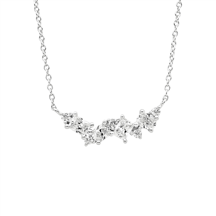 Ellani Sterling Silver Cz Cluster Pendant