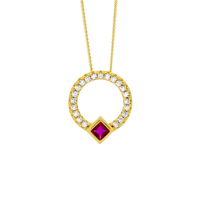 Ellani Sterling Silver Gp Cz 13mm Open Circle Pendant 2
