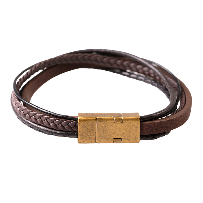 Black And Brown Leather Bracelet