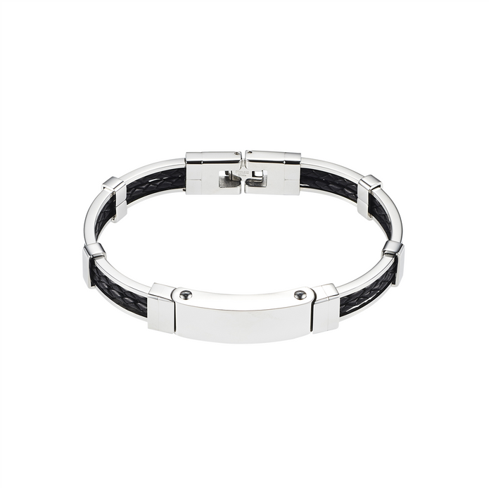 Stainless Steel Double Leather Strand Bracelet