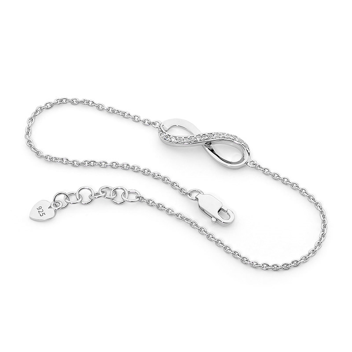Ellani Sterling Silver Cz Infinity Bracelet