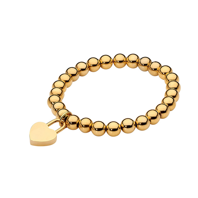 Ellani Stainless Steel 8mm Gp Ball Bracelet
