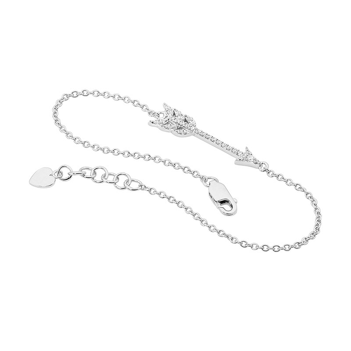 Ellani Ss Wh Cz Arrow Bracelet W/ Ext Chain - Rrp $119
