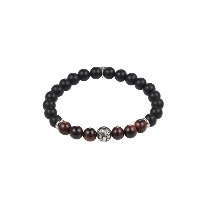 631-41 Cudworth Agate/red Tiger Eye Antique Steel Bracelet