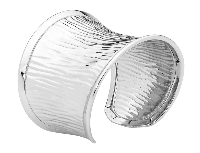 Ellani Stainless Steel Polished Wide Cuff W/wave Design - Rrp $89