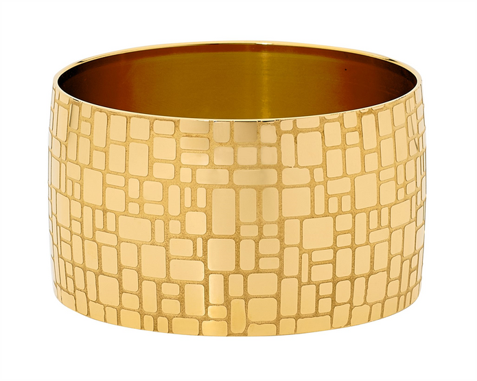 Ellani Stainless Steel 40mm Wide Gp Patterned Bangle