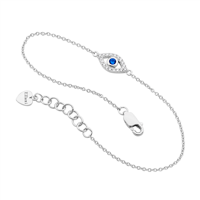 Ellani Sterling Silver Cz Evil Eye Bracelet