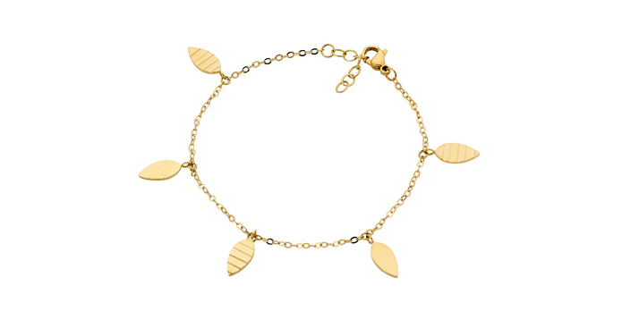 Ellani Stainless Steel Gp Leaf Bracelet