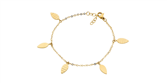 Ellani Stainless Steel Gp Leaf Bracelet