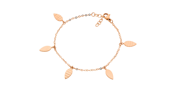 Ellani Stainless Steel Rgp Leaf Bracelet