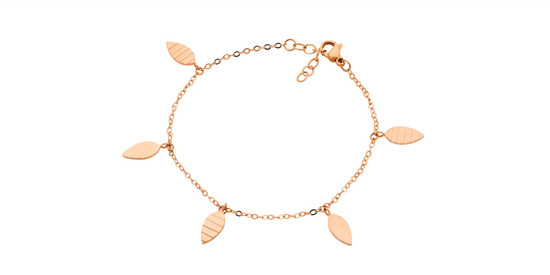 Ellani Stainless Steel Rgp Leaf Bracelet