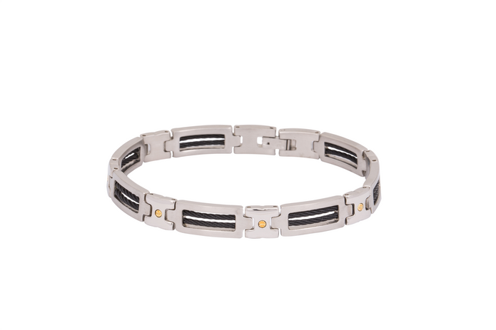 485-51c Cudworth Stainless Steel Cable Wire Gold Plated Screw Bracelet