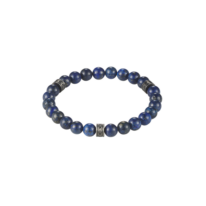 631-70 Cudworth Antique Stainless Steel And Blue Lapis Bead Bracelet