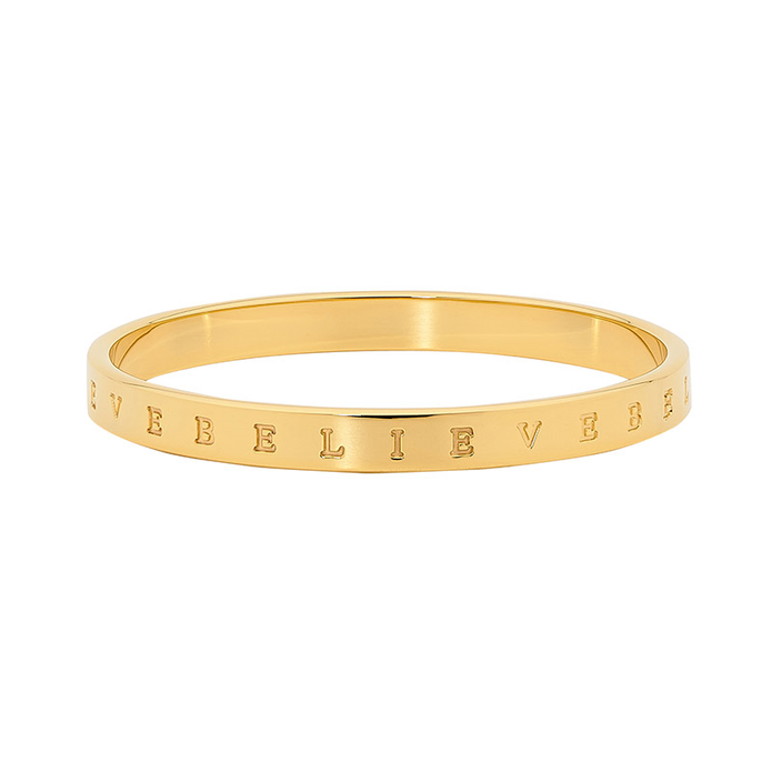 Ellani Stainless Steel 7mm Gp Believe Bangle