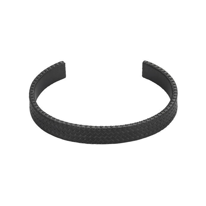 Cudworth Black Stainless Steel Tyre Pattern Cuff/bangle