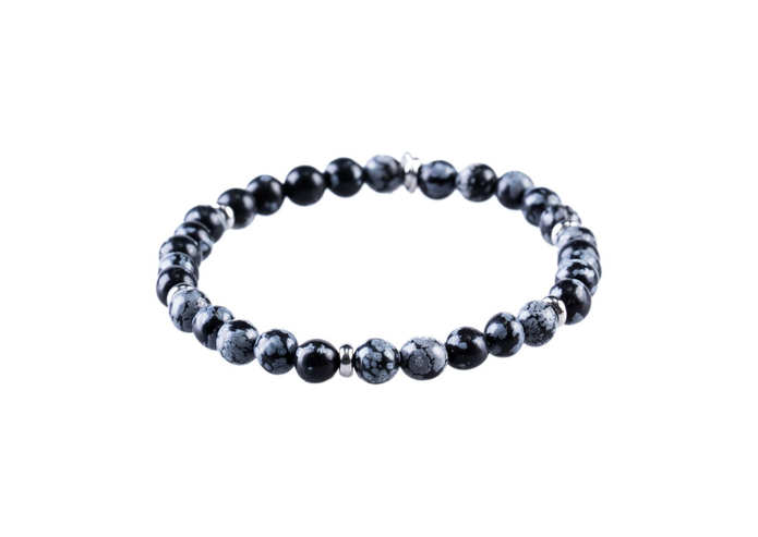 Black And Blue Agate Beaded Bracelet