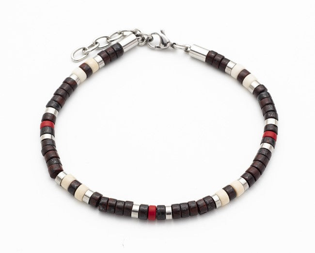 Multi Coloured Semi-precious Stone And Stainless Steel Disc Bracelet