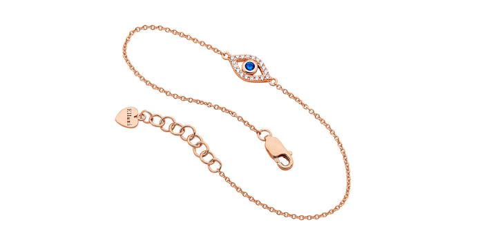 Ellani Sterling Silver Rgp Cz Evil Eye Bracelet