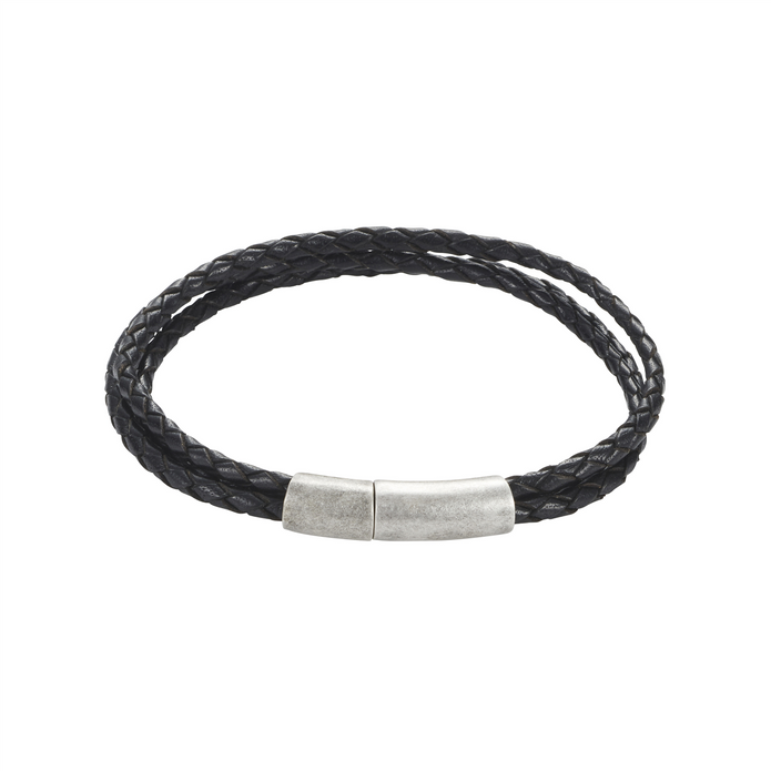 Stainless Steel Black Triple Leather Bracelet