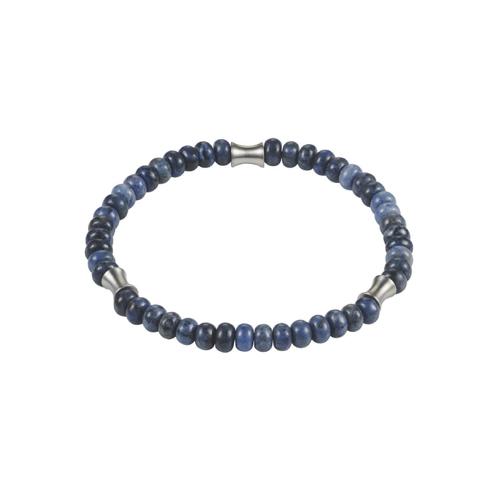 6mm Dumortierite Stone Beaded Stainless Steel Bracelet