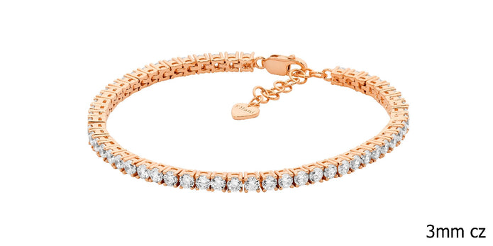 Ellani Sterling Silver Rgp 3mm Cz Tennis Bracelet