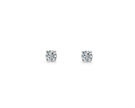 Ellani E130-4 Ellani Sterling Silver 4mm White Cz Stud Earrings.