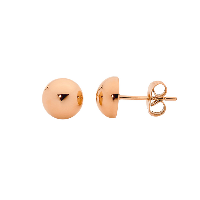 Ellani Stainless Steel 10mm Rgp Domed Stud Earrings
