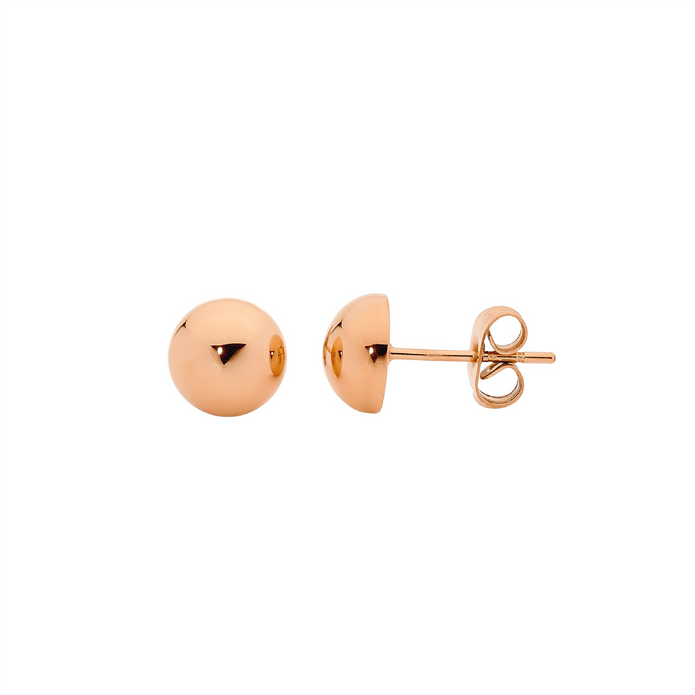 Ellani Stainless Steel 8mm Rgp Domed Stud Earrings