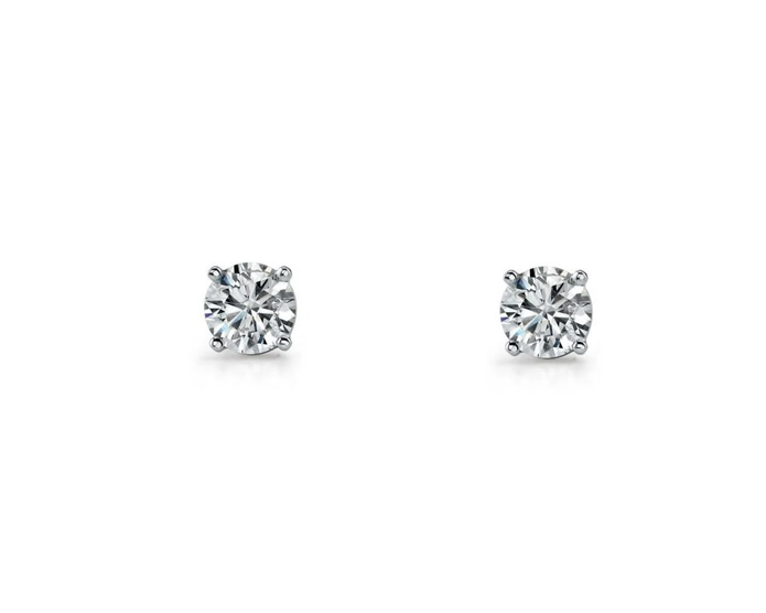 Ellani E130-5 Ellani Sterling Silver 5mm White Cz Stud Earrings.