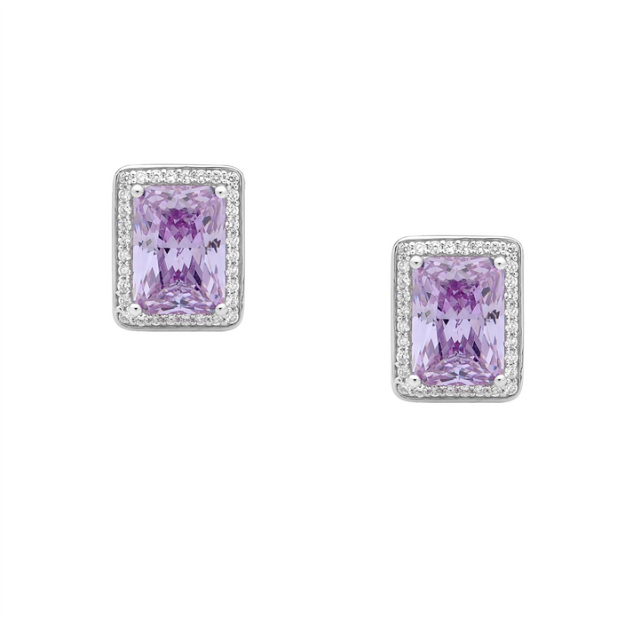 Ellani Sterling Silver Cz Stud Earrings