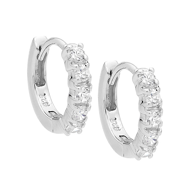 Ellani Sterling Silver 10mm Cz Hoop Earrings