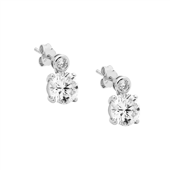 Ellani Ss Wh Cz Bezel Round Stud W/ 8mm Round Claw - Rrp $89