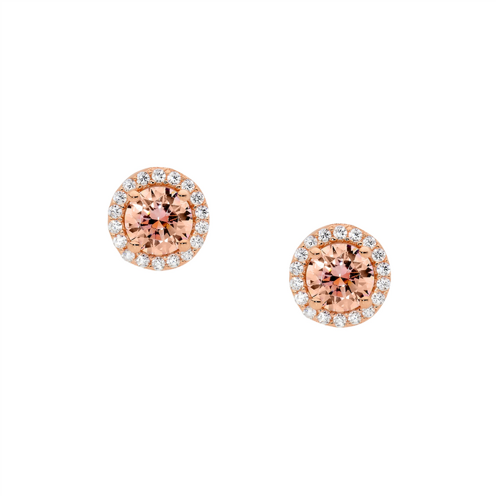 Ellani Sterling Silver Rgp Cz Solitaire Stud Earrings