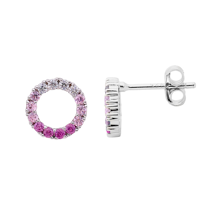 Ellani Sterling Silver 9mm Cz Open Circle Earrings