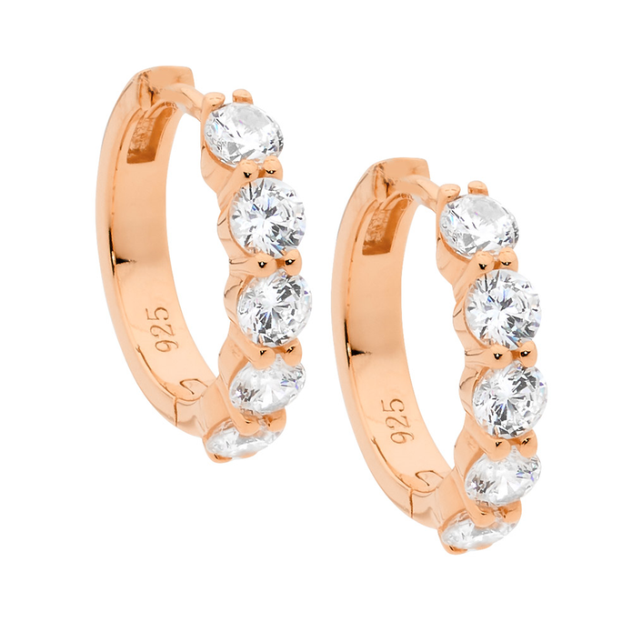 Ellani Sterling Silver 17mm Rgp Cz Hoop Earrings