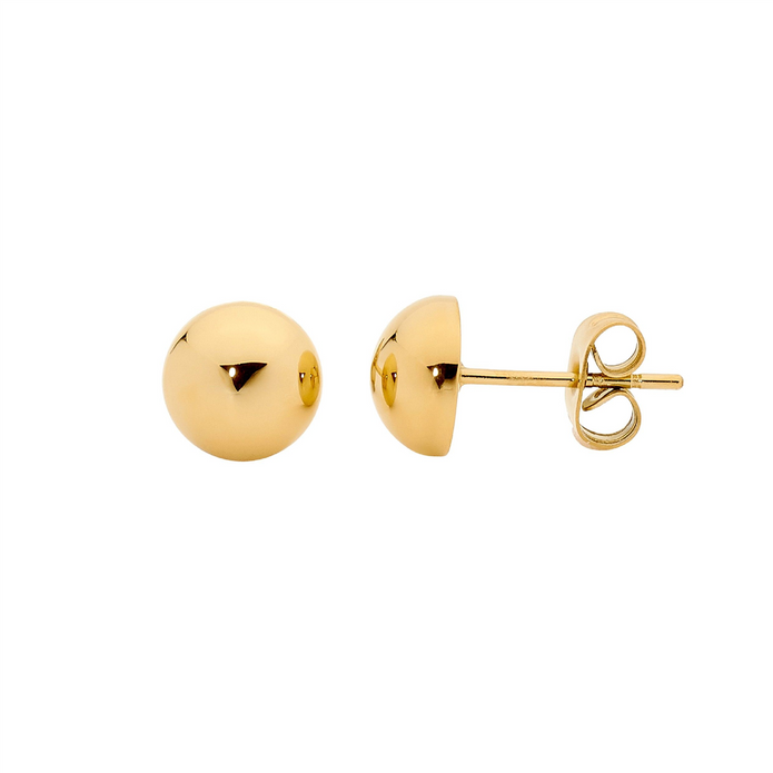 Ellani Stainless Steel 10mm Gp Domed Stud Earrings