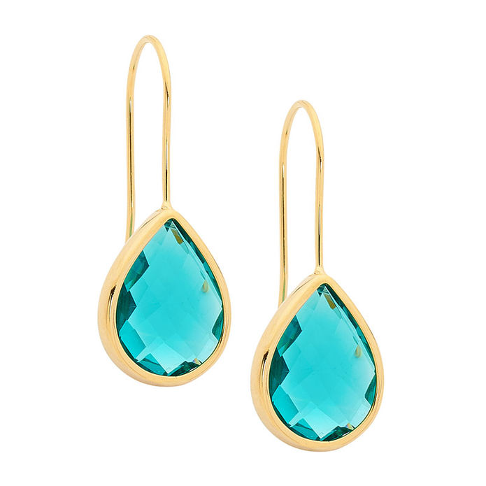 Ellani Se155t-g Ellani Stainless Steel Turquoise Glass With Gold Plating