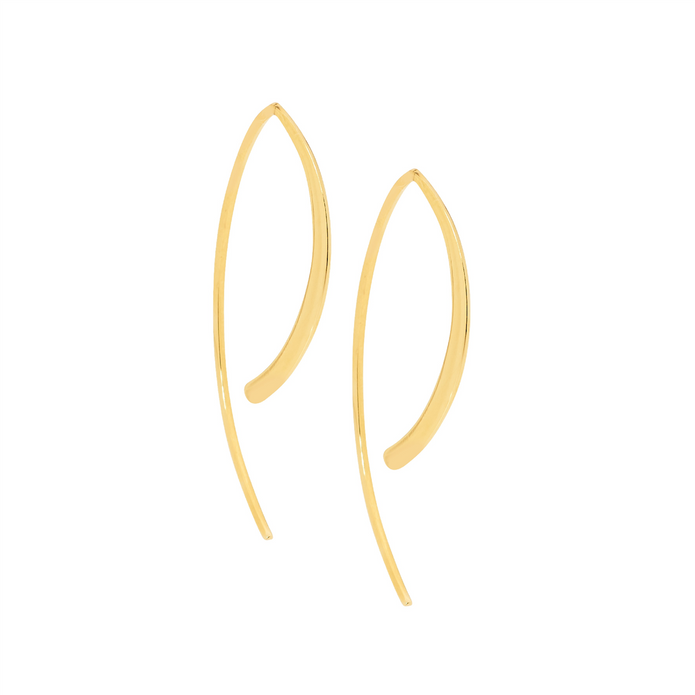 Ellani Stainless Steel Gp Long Curved Drop Earrings
